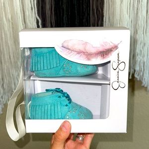 Jessica Simpson, Size 1, Turquoise Moccasins